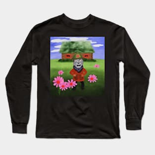 groundhog with flowers and house Long Sleeve T-Shirt